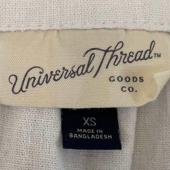 White Linen Blend Short Ruffle Sleeve V-Neck Blouse/Top, Size XS - Picture 5 of 11